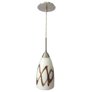 Woodbridge Lighting Art Glass 1-Light Mini-Pendant in Picasso/Satin Nickel