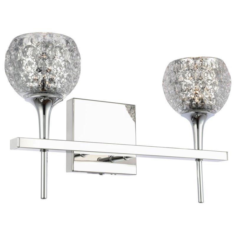 Woodbridge Lighting Bristol 2-Light Glass Bath Light in Chrome/Mercury Crystal