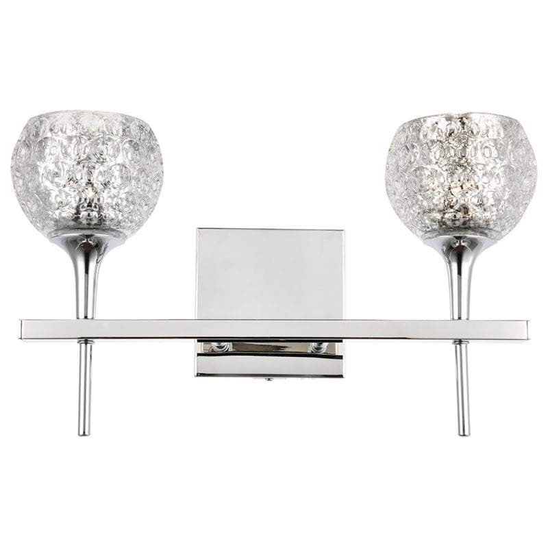 Woodbridge Lighting Bristol 2-Light Glass Bath Light in Chrome/Mercury Crystal