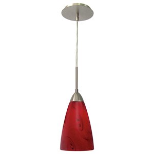 Woodbridge Lighting Art Glass 1-Light Mini-Pendant in Nova/Satin Nickel