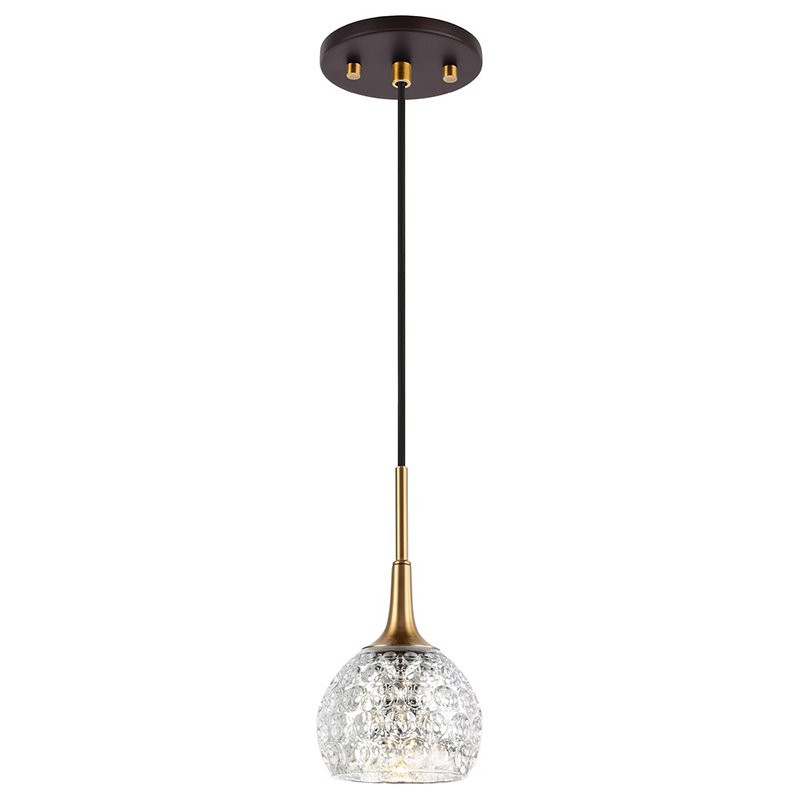 Woodbridge Lighting Bristol 1Lt Glass Mini-Pendant in Brass/Bronze/Mercury