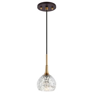 Woodbridge Lighting Bristol 1Lt Glass Mini-Pendant in Brass/Bronze/Mercury