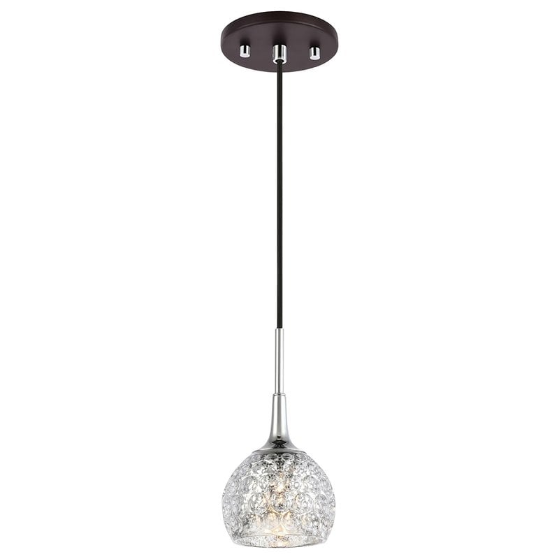 Woodbridge Lighting Bristol 1Lt Glass Mini-Pendant in Chrome/Bronze/Mercury