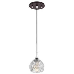 Woodbridge Lighting Bristol 1Lt Glass Mini-Pendant in Chrome/Bronze/Mercury