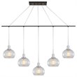 Woodbridge Lighting Austin 5-Light Glass Linear Pendant in Chrome/Bronze/Clear