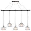 Woodbridge Lighting Austin 5-Light Glass Linear Pendant in Chrome/Bronze/Clear