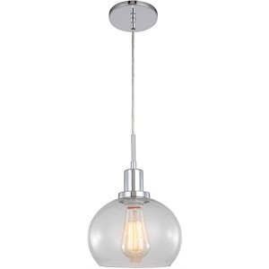Woodbridge Lighting Austin 1-Light Glass Mini-Pendant in Chrome/Clear Seedy