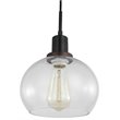 Woodbridge Lighting Austin 1-Light Glass Mini-Pendant in Bronze/Clear Seedy