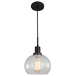 Woodbridge Lighting Austin 1-Light Glass Mini-Pendant in Bronze/Clear Seedy