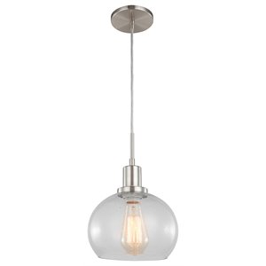 Woodbridge Lighting Austin 1-Light Glass Mini-Pendant in Satin Nickel/Clear