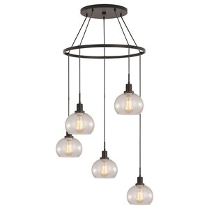 Woodbridge Lighting Austin 5-Light Glass Chandelier in Bronze/Clear Seedy