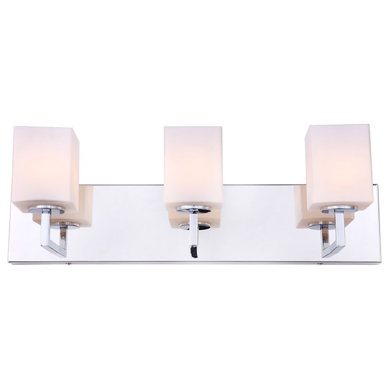 Woodbridge Lighting Candice 3Lt Glass Bath Light in Chrome/Opal Square