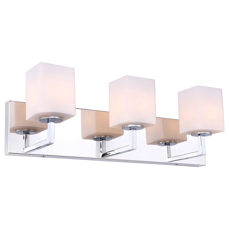 Woodbridge Lighting Candice 3Lt Glass Bath Light in Chrome/Opal Square