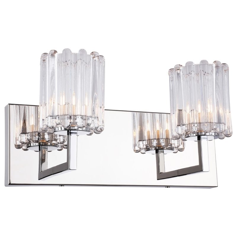 Woodbridge Lighting Candice 2Lt Glass Bath Light in Chrome/Swizzle Stick