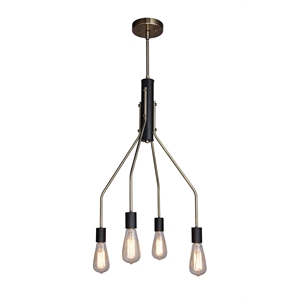 Woodbridge Lighting Bentley 4-Light ST64 Metal Chandelier in Brass/Black
