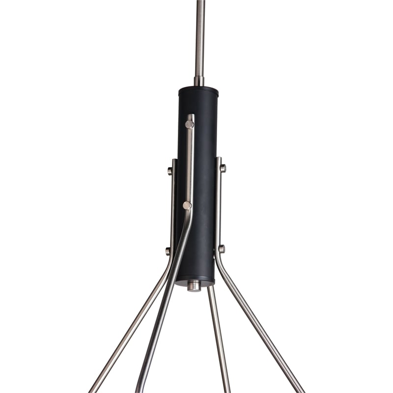 Woodbridge Lighting Bentley 4-Light G125 Metal Chandelier in Satin Nickel/Black