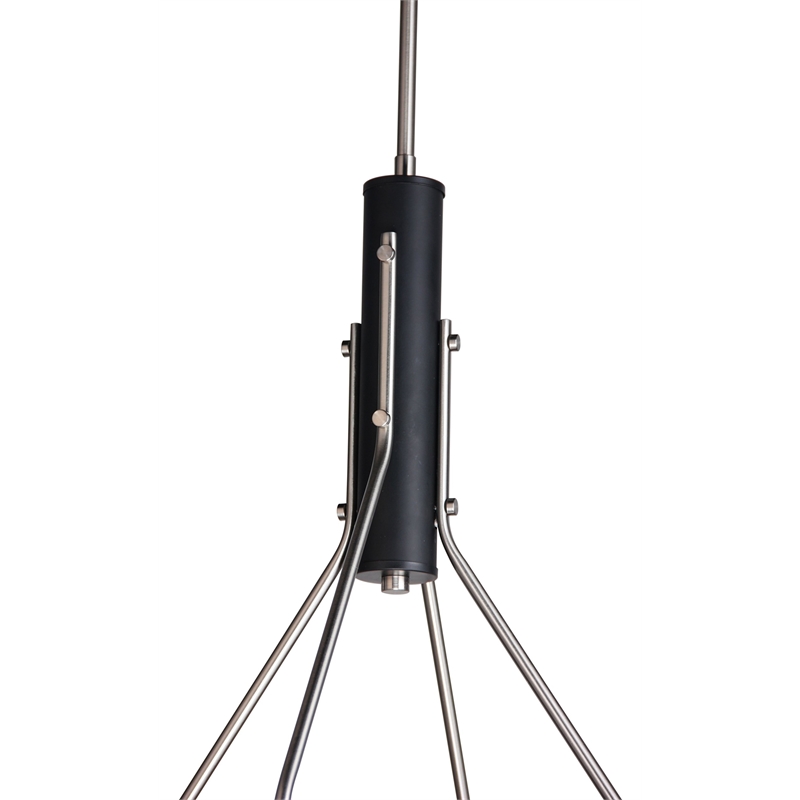 Woodbridge Lighting Bentley 4-Light G125 Metal Chandelier in Satin Nickel/Black