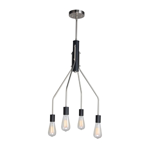 Woodbridge Lighting Bentley 4-Light ST64 Metal Chandelier in Satin Nickel/Black