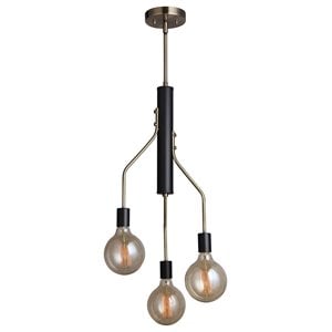 Woodbridge Lighting Bentley 3-Light G125 Metal Chandelier in Brass/Black