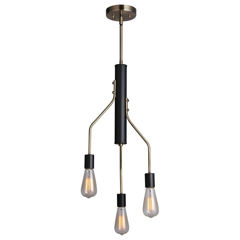 Woodbridge Lighting Bentley 3-Light ST64 Metal Chandelier in Brass/Black