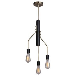 Woodbridge Lighting Bentley 3-Light ST64 Metal Chandelier in Brass/Black