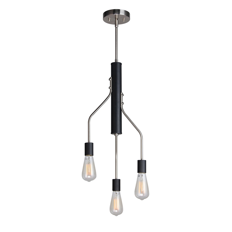 Woodbridge Lighting Bentley 3-Light ST64 Metal Chandelier in Satin Nickel/Black