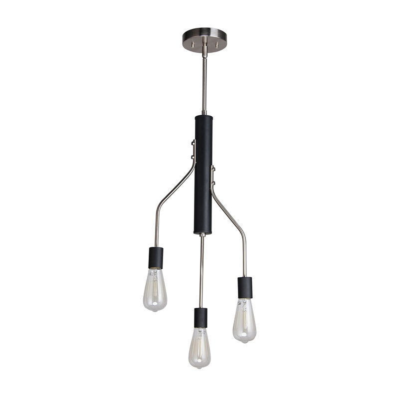 Woodbridge Lighting Bentley 3-Light ST64 Metal Chandelier in Satin Nickel/Black