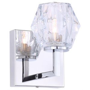 woodbridge lighting candice 1lt glass led bath light in chrome/hexagonal crystal