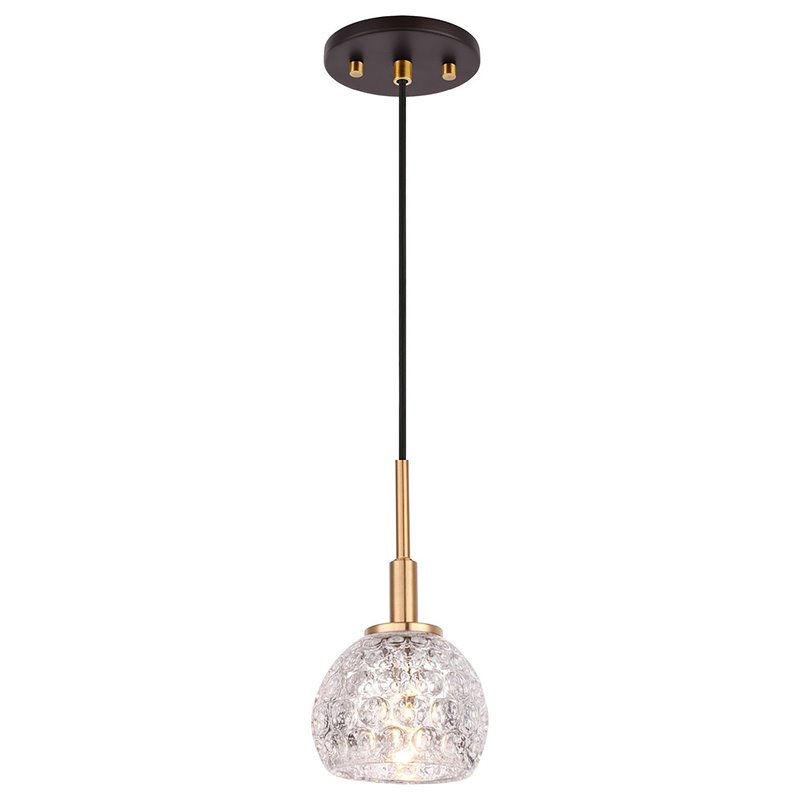 Woodbridge Lighting Elise 1-Light Glass Mini-Pendant in Brass/Bronze/Mercury