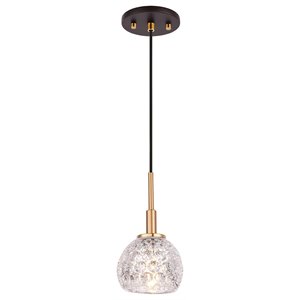Woodbridge Lighting Elise 1-Light Glass Mini-Pendant in Brass/Bronze/Mercury