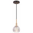 Woodbridge Lighting Elise 1-Light Glass Mini-Pendant in Brass/Bronze/Mercury