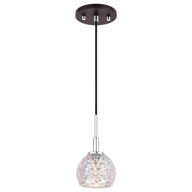 Woodbridge Lighting Elise 1-Light Glass Mini-Pendant in Chrome/Bronze/Mercury