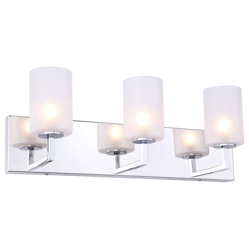 Woodbridge Lighting Elise 3-Light Glass Bath Light in Chrome/Opal Cylinder