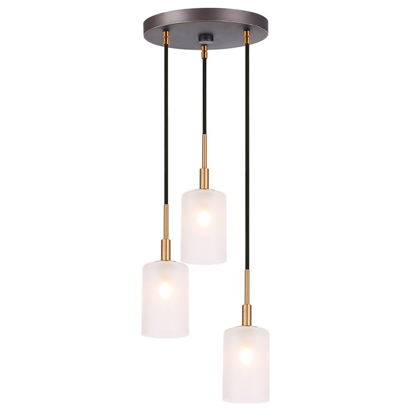 Woodbridge Lighting Elise 3-Light Glass Cluster Pendant in Brass/Bronze/Opal