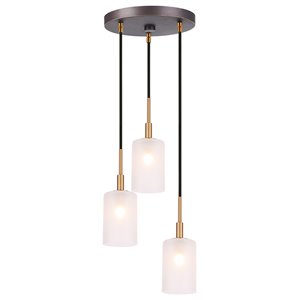 Woodbridge Lighting Elise 3-Light Glass Cluster Pendant in Brass/Bronze/Opal