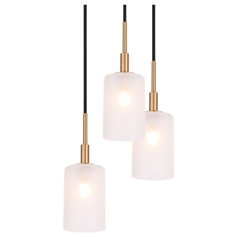 Woodbridge Lighting Elise 5-Light Glass Cluster Pendant in Brass/Bronze/Opal