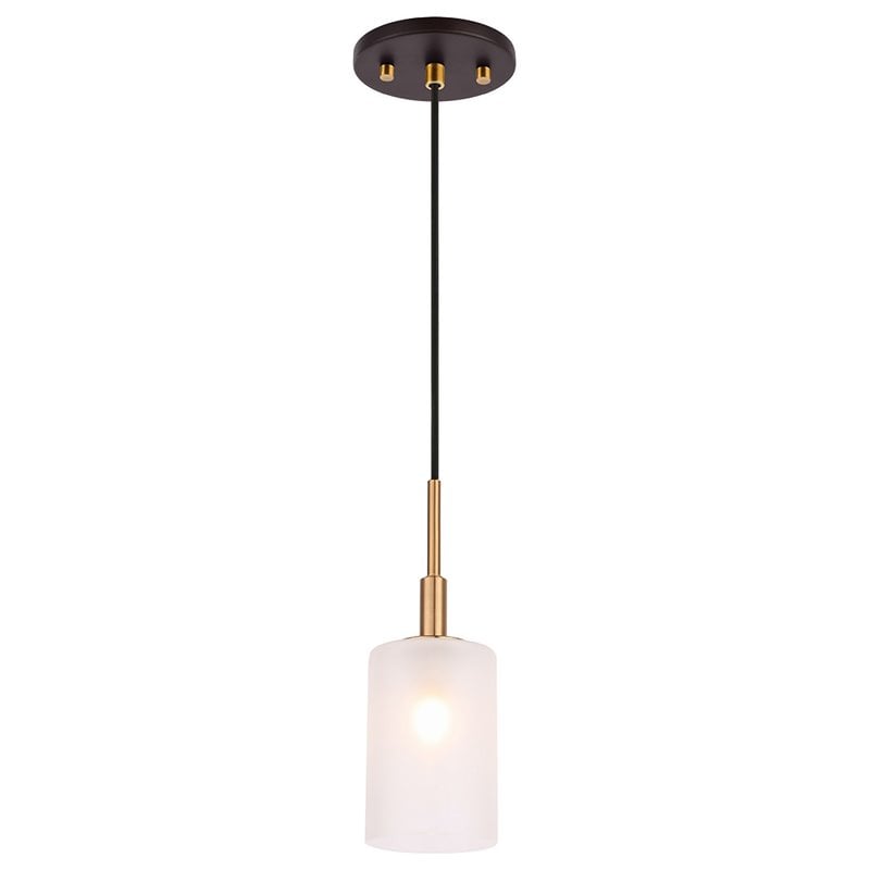 Woodbridge Lighting Elise 1-Light Glass Mini-Pendant in Brass/Bronze/Opal