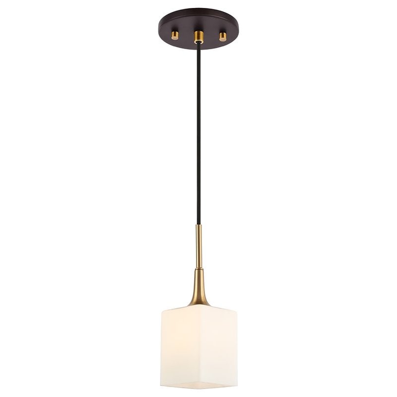 Woodbridge Lighting Chelsea 1Lt Glass Mini-Pendant in Brass/Bronze/Opal