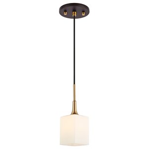 Woodbridge Lighting Chelsea 1Lt Glass Mini-Pendant in Brass/Bronze/Opal