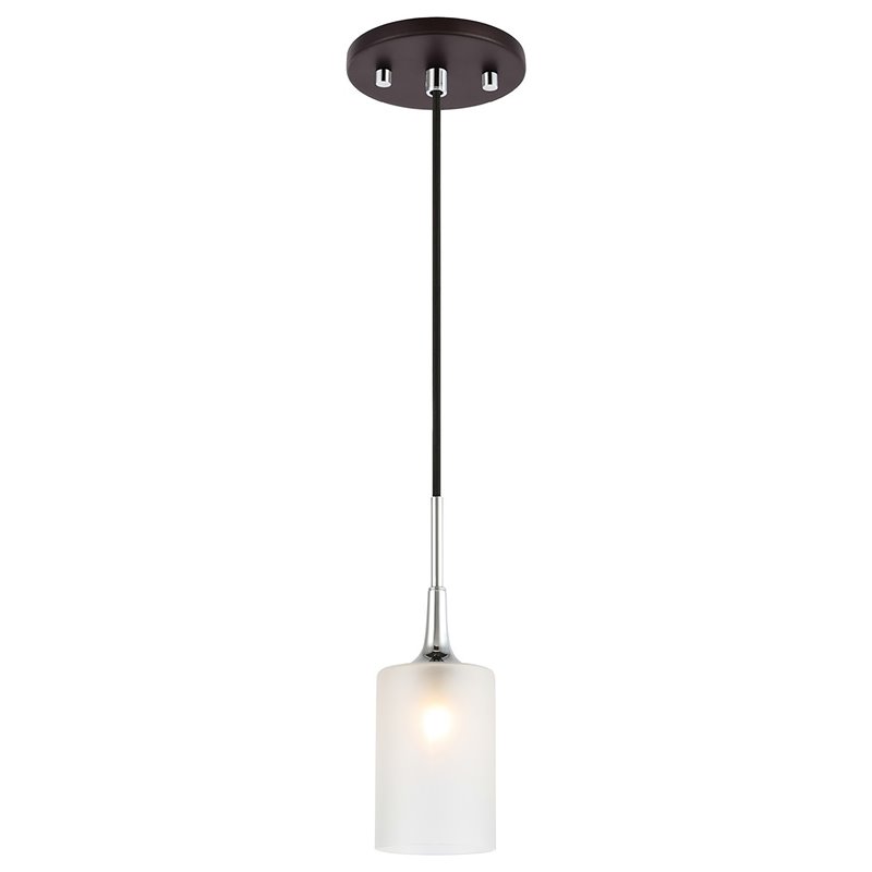 Woodbridge Lighting Chelsea 1Lt Glass Mini-Pendant in Chrome/Bronze/Sand Blasted