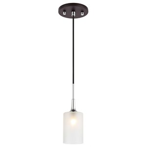 Woodbridge Lighting Chelsea 1Lt Glass Mini-Pendant in Chrome/Bronze/Sand Blasted