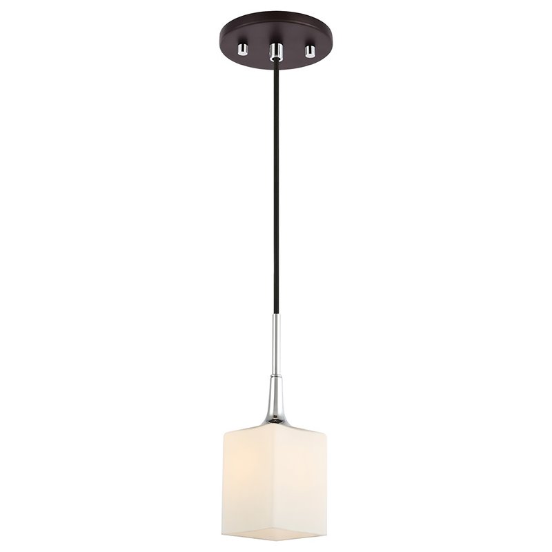 Woodbridge Lighting Chelsea 1Lt Glass Mini-Pendant in Chrome/Bronze/Opal