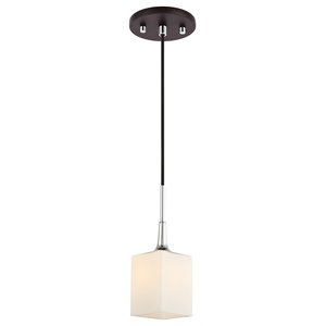 Woodbridge Lighting Chelsea 1Lt Glass Mini-Pendant in Chrome/Bronze/Opal