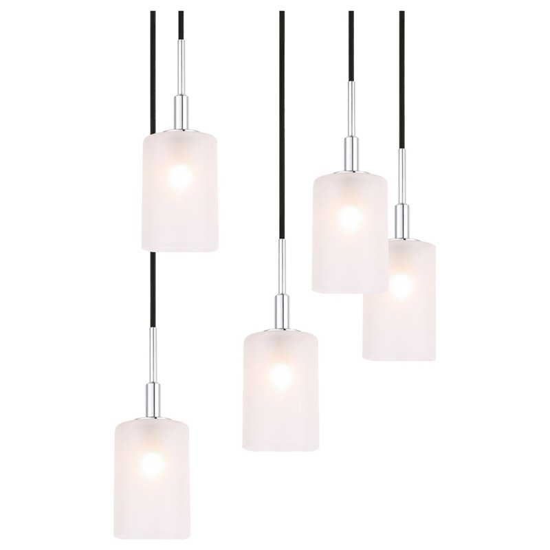 Woodbridge Lighting Elise 5-Light Glass Cluster Pendant in Chrome/Bronze/Opal