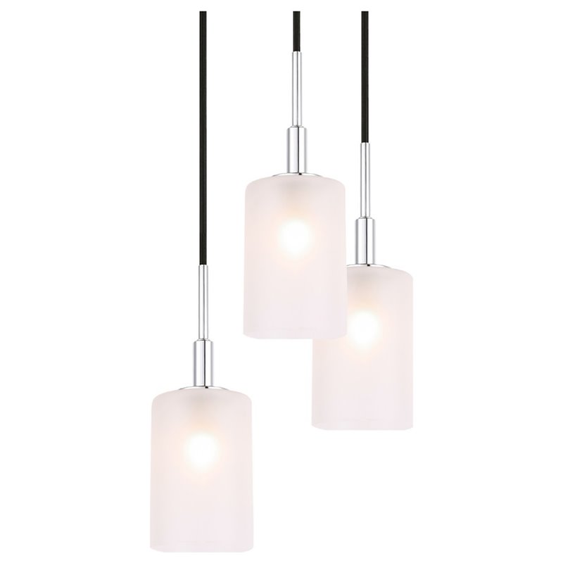 Woodbridge Lighting Elise 5-Light Glass Cluster Pendant in Chrome/Bronze/Opal