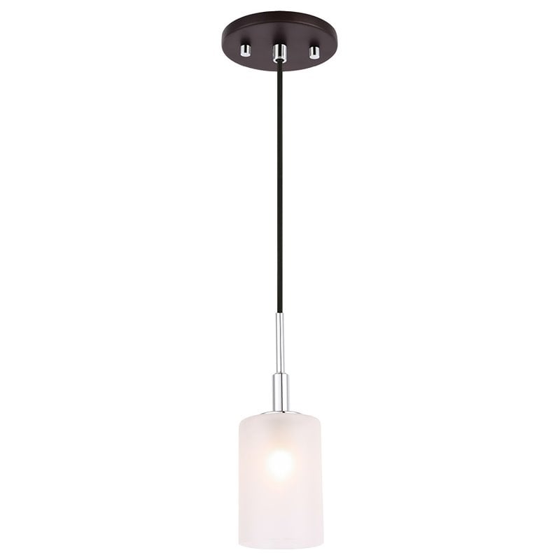 Woodbridge Lighting Elise 1-Light Glass Mini-Pendant in Chrome/Bronze/Opal