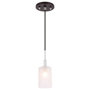 Woodbridge Lighting Elise 1-Light Glass Mini-Pendant in Chrome/Bronze/Opal