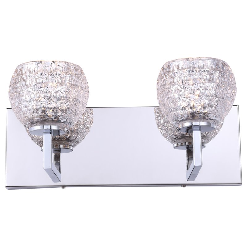 Woodbridge Lighting Elise 2-Light Glass Bath Light in Chrome/Mercury Crystal