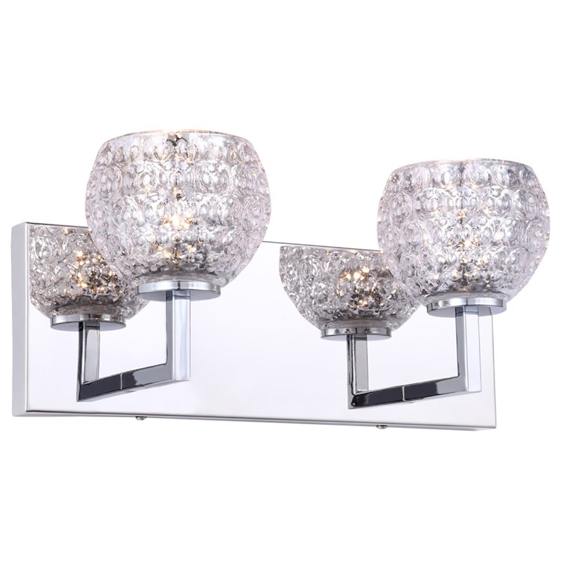 Woodbridge Lighting Elise 2-Light Glass Bath Light in Chrome/Mercury Crystal