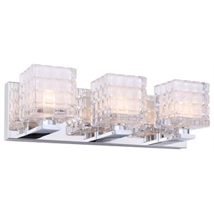 woodbridge lighting claudia 3-light glass led bath light in chrome/frosted